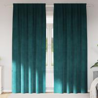 Cortinas Opacas vidaXL con Cinta Superior 2 pcs Verde Oscuro Terciopelo - details 0