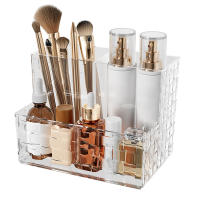 Organizador De Maquillaje Transparente Grande Con Múltiples Redes Caja De Almacenamiento Para Escritorio Soporte Para Control Remoto - details 6