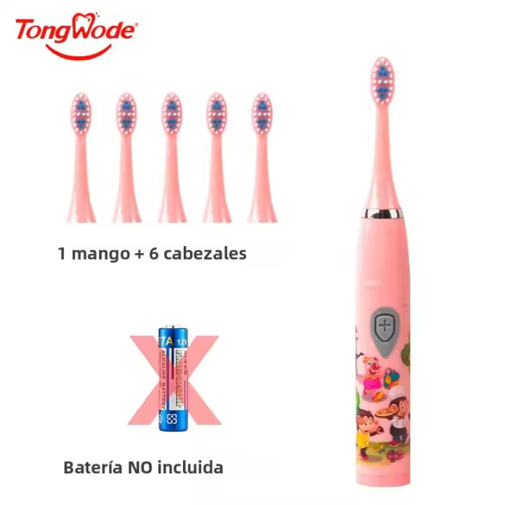 Cepillo De Dientes Eléctrico Para Niños Con Sonido Y Dibujos Animados Recargable Por USB Suave Impermeable Con Cabeza De Reemplazo - 1