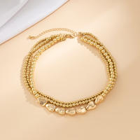 Collar Corto KunJoe Multicapa Color Oro Con Cuentas Irregulares Y Cadena Clavicular Para Mujer Joyería De Moda Nueva Geométrica Clásica Para Fiesta - details 3