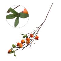 Rama De Pimienta Con Hojas Y 9 Cabezas De Pomegranato Falsas Rojas Y Naranja Para Decoración De Jardín Y Hogar Material De Seda - details 27