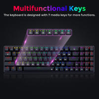 Teclado Mecánico Redragon K626P-KB Ashe Compacto con Cable RGB de 78 Teclas, Ultra Delgado con Teclado Numérico, Interruptores Blue, 20 efectos de iluminación diferentes, sin conflictos, compatible con Windows XP/Vista/10/8/7 y Mac OS - Negro - details 4