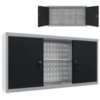 vidaXL Armario de herramientas de pared industrial metal gris y negro - details 0