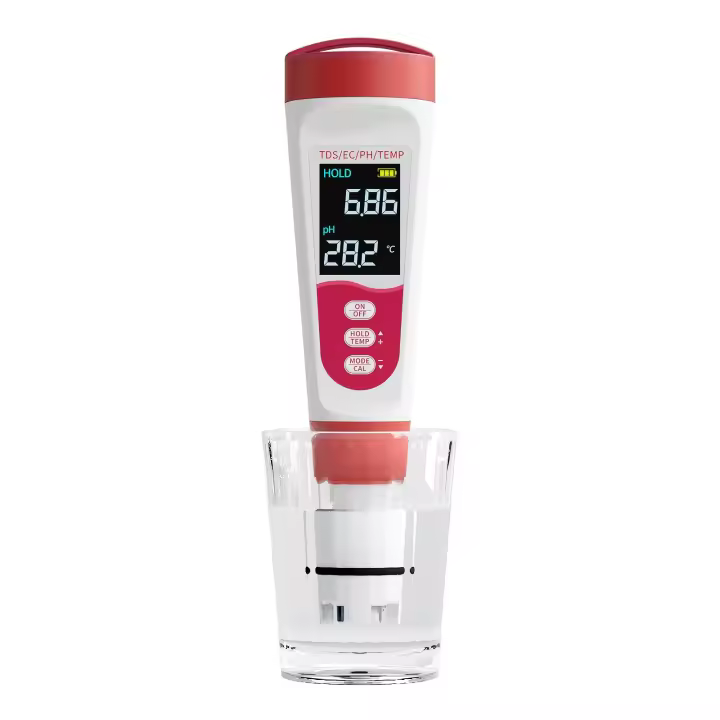 Medidor de pH 4 en 1, medidor de calidad del Agua para pH/TDS/EC/TEMPERATURE, medidor de pH digital IP67 with calibration automatic y Pantalla LCD retroiluminada para hidroponía, Jardín, piscina y Acuario. - 1