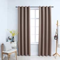 vidaXL 2x Cortinas Opacas con Anillas Metal 140x175cm Decoración Hogar Color Beige,  Negro,  Gris y mas - details 3