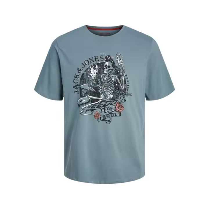 Jack  Jones Camiseta Jack And Jones Skull Rock Crew Azul Hombre - 1