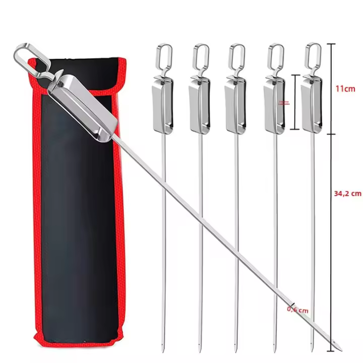 LMETJMA Brochetas De Barbacoa De Acero Inoxidable De 17 Pulgadas Con Mango Deslizante De Metal Y Solución Rápida Para Asar - 1