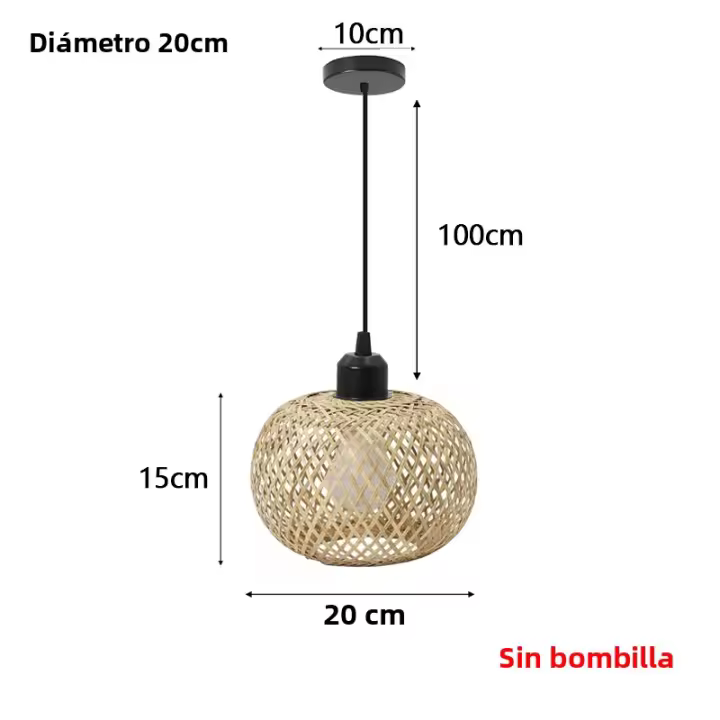 Lámpara Colgante De Bambú Tejida Decorativa Para Pasillo Y Sala De Estar E27 Fuente De Iluminación Moderna Y Retro - 1