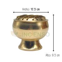 Quemador Dorado para Incienso de Carbón - Decoración del Hogar - Meditación Espiritual - 12.5 CM X 9.5 CM - Regalo 10 Carboncillos - Palo Santo y Salvia Blanca - VADEINCIENSO - details 2