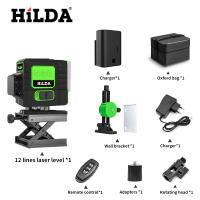Nivel De Laser 3D HILDA Con 12 Líneas Auto-Nivelado 360 Grados Horizontal Y Vertical Rayo Verde Óptico Instrumento De Medición Potente - details 8