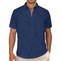 Camiseta De Algodón Para Hombre Manga Corta Verano Casual Camisetas De Playa Regular Con Bolsillo Botón-down Basic Streetwear - details 6