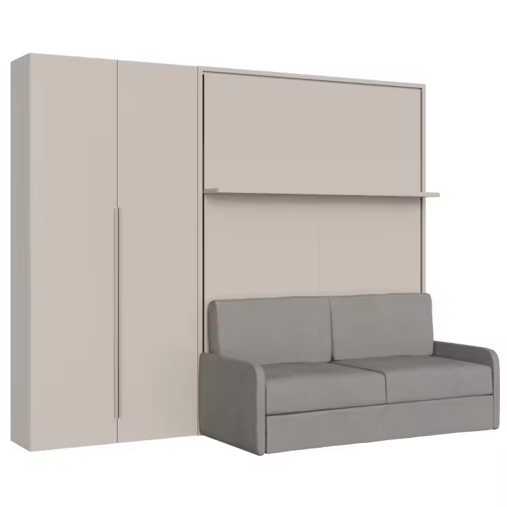Cama Doble abatible vertical Versia Sofa 160 with Sofá, estante y Armaro Izquierdo 2 Puertas Clay - 1