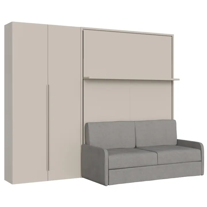 Cama Doble abatible vertical Versia Sofa 160 with Sofá, estante y Armaro Izquierdo 2 Puertas Clay - 1