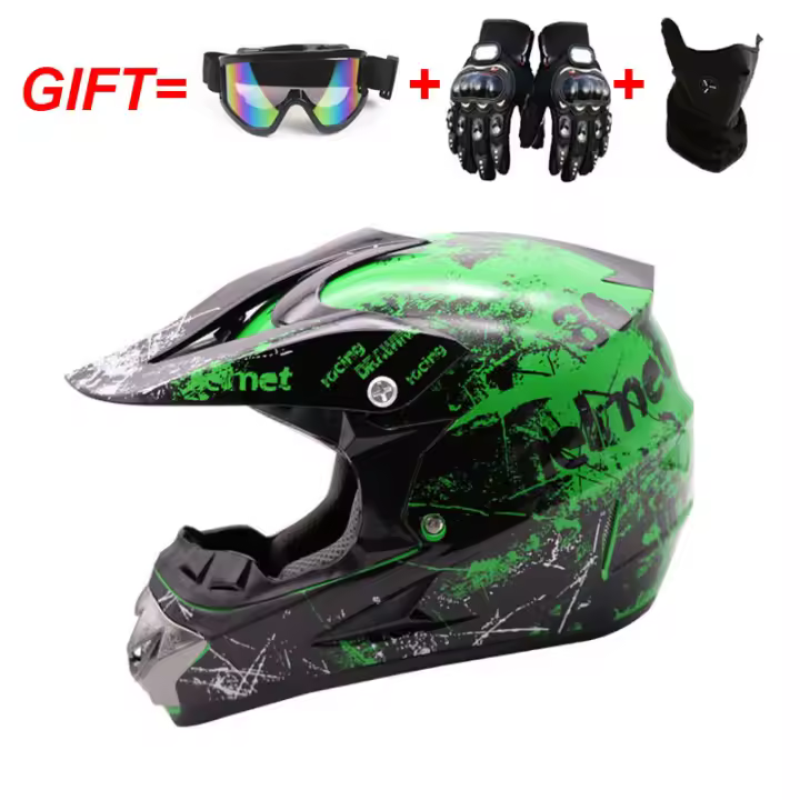 Casco Bicicleta Adulto Montaña,Casco De Descenso para Jóvenes Adultos Regalos Gafas Máscara Guantes BMX MTB ATV Bicicleta Carrera Integral Integral Casco - 1