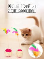 Juguete Interactivo Para Gatos 1PC Bola De Peluche Colorida Con Plumas Para Masticar Y Rascarse Juguete De Sisal Para Divertir a Los Gatos - details 1