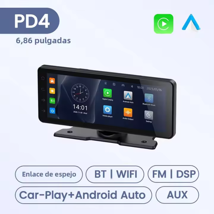 Reproductor Multimedia Universal Para Coche Con Pantalla Táctil De 10.26/6.86 Pulgadas CarPlay Sin Cables Y Android AUTO Navegación GPS WiFi DSP - 1