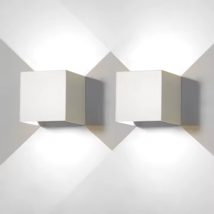 2 Pack Applique Murale Extérieure LED 6W Blanc froide 6500K IP65 Étanche en Aluminium, Design Moderne Blanc - 1