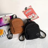 Mochila Mini De Veludo Con Rayas Minimalista Y Versátil Para Estudiantes Y Mujeres Para Viajes De Largo Y Corto Plazo - details 5
