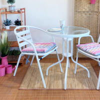 The Secret Home - Set de 2 Sillas y Mesa Redonda de Metal para Jardín - Mobiliario de Exterior para Balcón, Terraza y Jardín - 3 Colores - details 1