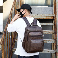 USB Mochila De Cuero PU con carga para para hombre, morral grande ordenador portátil, mochila escola - details 16