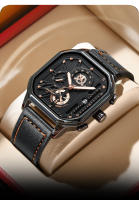 Reloj De Cuarzo Para Hombre POEDAGAR Lujo Casual Impermeable Con Luminiscencia Cuero Militar Deportivo Cronógrafo Fecha - details 11