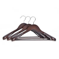 Percha De Traje De Madera Negra Nogal Con Gancho De Metal Antideslizante Soporte De Hombro Sin Costuras Para Secado De Ropa - details 1