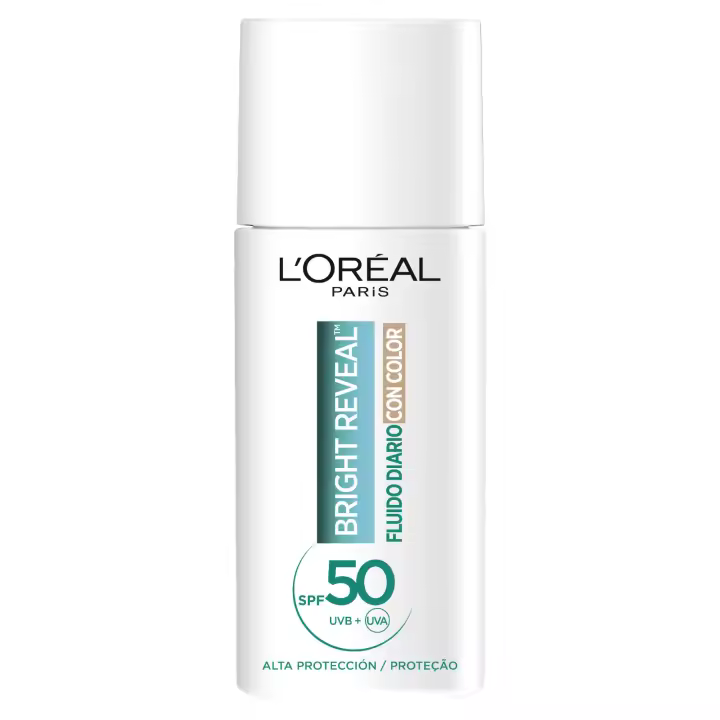 L'Oréal Paris Bright Reveal  Fluido Diario con Color  y Niacinamida Protección muy alta SPF50 50Ml Tono Medio - 1