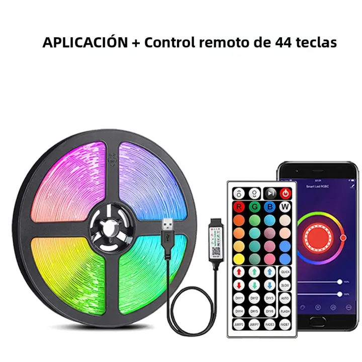 Tiras LED RGB Con Control Remoto Y APP Sincronización De Música Para Decoración De Habitaciones Y TV Luz De Fondo SMD 5050 - 1