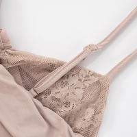 CUTENOVA Camisola Elegante Para Mujer De Color Sólido Con Espalda Descubierta Y Volante Lace Translúcido Vestido Largo De Fiesta - details 8