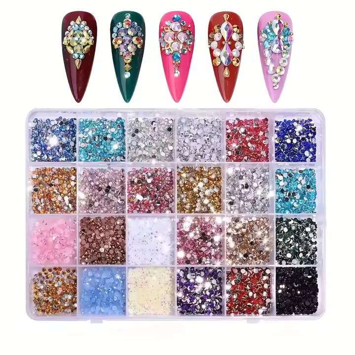 24 Rhinestones Planos AB Fluorescentes Resina Para Decoración De Uñas Y Joyería DIY Material De Vidrio Pack Individual - 1