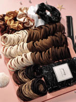 Accesorios Para El Cabello Para Mujer Set De Agarracabellos De Satén Color marrónFashionable Y Versátil Scrunchies Y Bandas Elásticas Para El Cabello - details 3