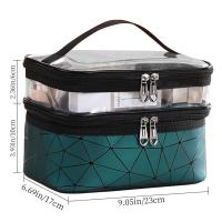 Bolsa de maquillaje de Doble Capa con Bolsillo Independiente, Organizador de viaje para broches de maquillaje, Lápiz labial, portáthil, impermeable, estuches - details 0
