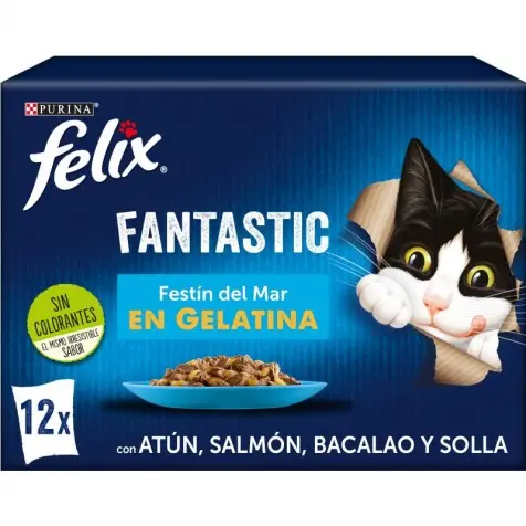 Felix Fantastic Festín Del Mar En Gelatina Para Gatos 12 X 85 Gr - 1