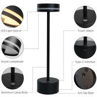 Lámpara De Mesa LED Ajustable Para Regalo Decoración De Hogar Y Camping Luz Nocturna Pequeña Con Material De Aluminio Y Batería Recargable - details 5