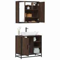 vidaXL Set de muebles baño 2 pzas madera contrachapada en color Marrón roble/Roble ahumado/Roble Sonoma y más | almacenamiento funcional diseño moderno para baño dormitorio sala - details 0