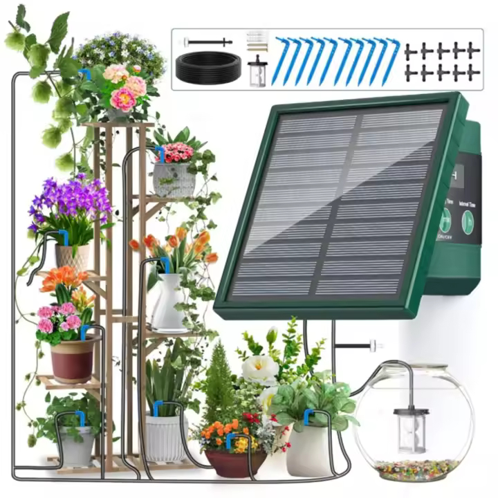 Sistema De Riego Solar Para Jardín Y Balcones Con Riega Drip Automático Kit De Riego DIY Para Huerto Material Metálico - 1
