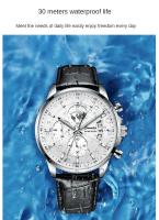 Reloj De Pulsera Para Hombre Automático Resistente Al Agua Con Luminiscencia Y Calendaría Reloj De Cuarzo Moda Casual Con Correa De Cuero Display Analógico-Digital - details 7