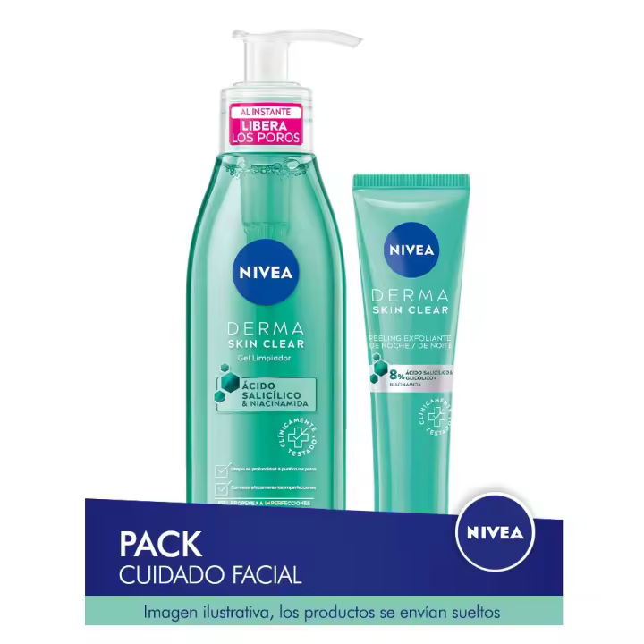 NIVEA Pack ahorro Derma Skin - Contiene exfoliante facial y gel limpiador facial - 1