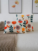 Funda De Cojín Floral Sin Relleno 1pc Diseño Moderno De Flores Para Decoración De Hogar Silla Sofá Cama Material Poliéster 100% - details 7