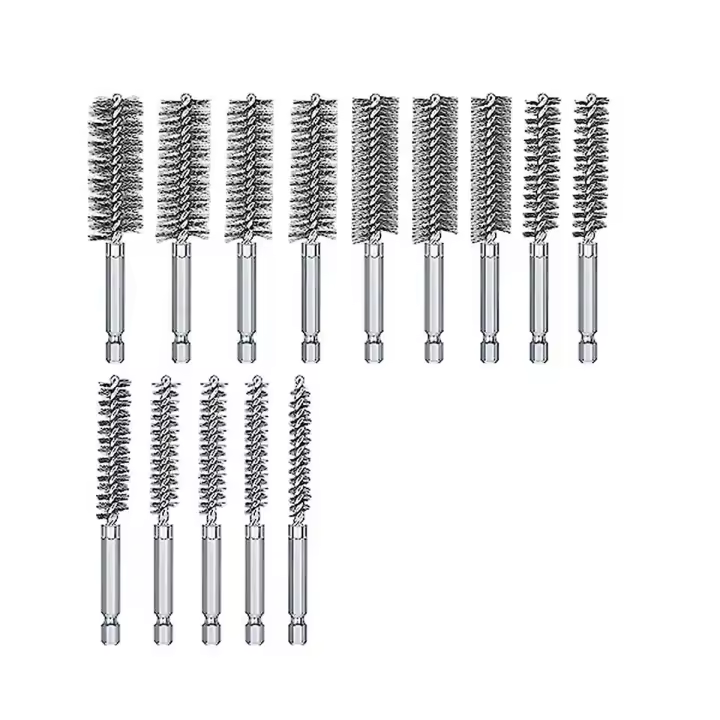 Paquete de 14 cepillos para taladro, cepillo de acero inoxidable para taladro, juego de cepillos de limpieza para taladro de 1/4 de pulgada - 1