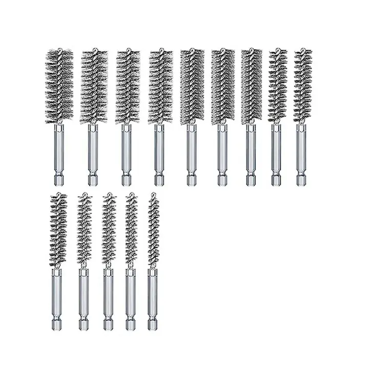 Paquete de 14 cepillos para taladro, cepillo de acero inoxidable para taladro, juego de cepillos de limpieza para taladro de 1/4 de pulgada - 1