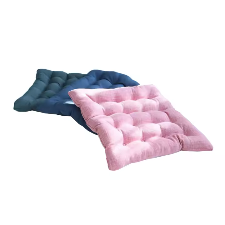 GREATOYAR Cojin para Silla y Asiento, Cojín Decorativo con Correas de Sujeción, Decoración de Jardín Casa Terraza, Fabricado en España, 16 Pespuntes, 45x45x5cm, 2 Unidades, Lino, Rosa/Gris Oscuro - 1