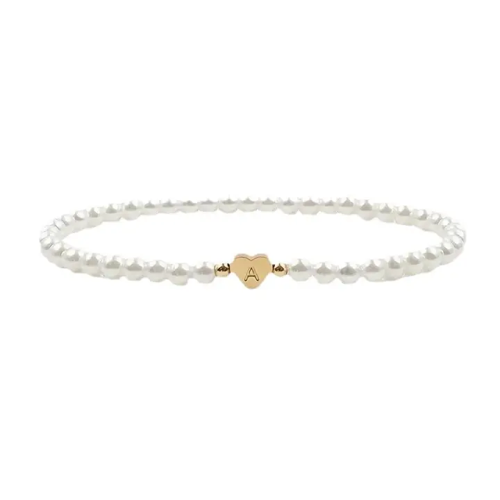 Pulsera Inicial De Perla Falsa Para Mujer Pulsera De Enlace Moda Joyería Regalo Pulsera De A-Z Con 26 Leteras - 1