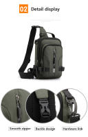 Bolsa De Pecho Multifuncional Para Hombre En Nylon Con Patente Impermeable Antirrobo Para Viajes Con Carga USB Bolsa Masculina Casual - details 11
