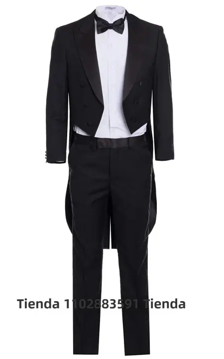 Traje De Tuxedo Para Hombre Traje Formal De Dos Piezas Negro Y Blanco Con Cuello En V Conjunto De Chaqueta Y Pantalones Para Fiesta Boda Danza Y Presentaciones Magia - 1