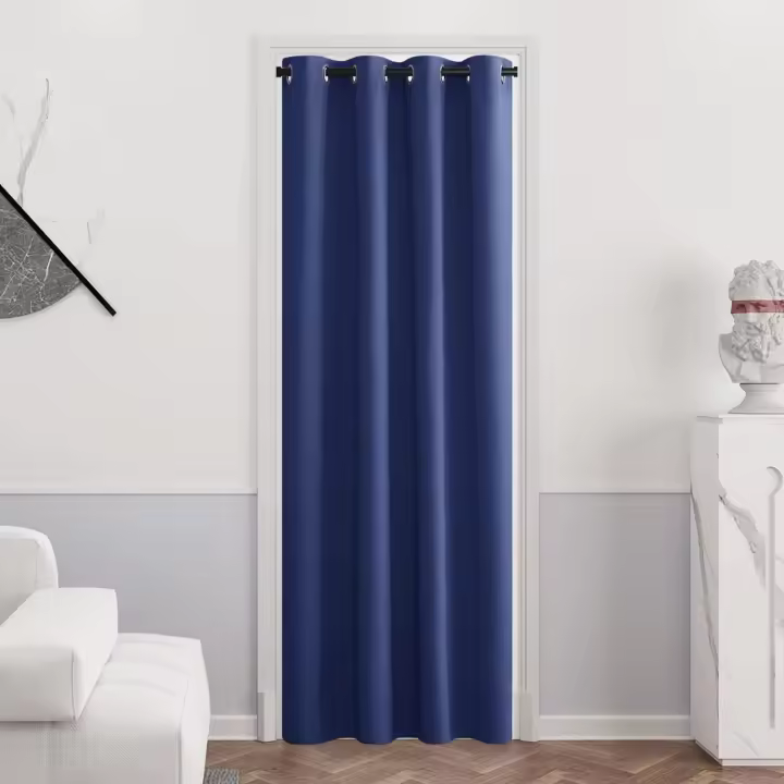 Cortina térmica opaca - Cortinas y visillos para ventanas con ojales de poliéster sólido, aislamiento de luz y sonido para la decoración del dormitorio del hogar, 132 x 210 cm, 1 pieza, azul marino - 1