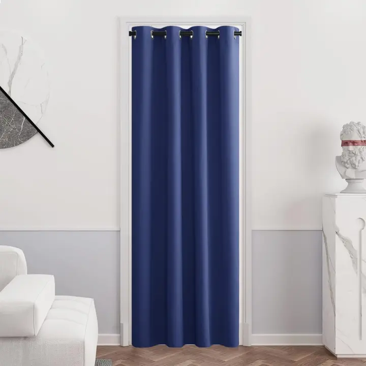 Cortina térmica opaca - Cortinas y visillos para ventanas con ojales de poliéster sólido, aislamiento de luz y sonido para la decoración del dormitorio del hogar, 132 x 210 cm, 1 pieza, azul marino - 1