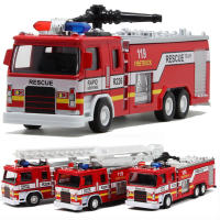 Camión De Bomberos De Escala 1:32 Juguete De Coche De Metal Con Ruedas De Goma Música Luz Función Retroalimentada Tanque De Agua Regalo Para Niños - details 6