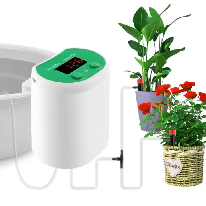 Sistema de riego automático para plantas en maceta, riego automático, recargable, temporizado. - 1