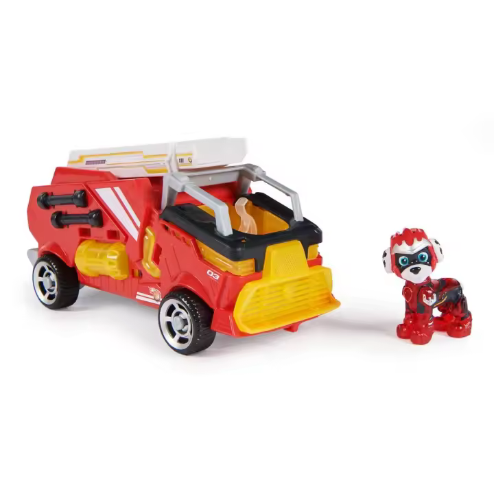 SPIN MASTER - PATRULLA CANINA - FIGURA MARSHALL Y COCHE JUGUETE CON LUCES Y SONIDOS DE LA SUPERPELÍCULA - 6067509 - Juguetes Niños 3 Años + - Patrulla Canina Juguetes - Regalo Niño 3 años + - 1
